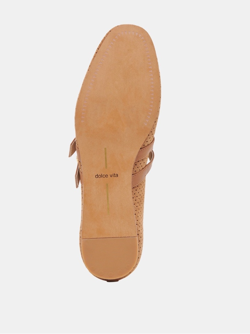 Dolce Vita-Tan Perforated Mary Jane Flats with Gold Buckles - Picture 4 of 6